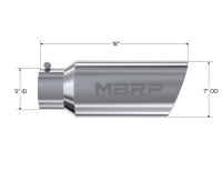 MBRP Exhaust - MBRP Universal Tip 7in O.D. Rolled End 5in inlet 18in length - T304 (SINGLE TIP) - Image 2