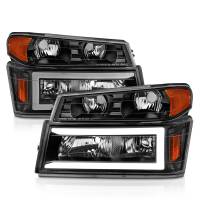 ANZO 04-12 GM Colorado/Canyon/I-Series Crystal Headlights - w/ Light Bar Black Housing 4pcs - Image 2