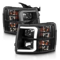 ANZO Headlights, Tail Lights and More  - ANZO 07-13 Chevrolet Silverado 3500 Projector Headlights - Black Amber - Image 2