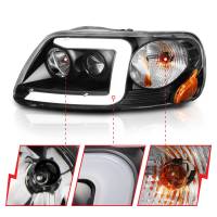 ANZO 1997-2003 Ford F-150 Projector Headlights w/ Light Bar Black Housing - Image 2