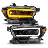 ANZO Headlights, Tail Lights and More  - ANZO 16-22 Toyota Tacoma LED Projector Headlights w/ Light Bar Sequential Black Housing w/Initiation - Image 2