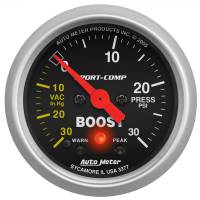 AutoMeter Sport-Comp 52mm 30 PSI Electronic Peak Memory/Warning Boost Gauge