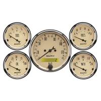 AutoMeter Antique Beige 5-Gauge Kit 3-1/8in Electrical Speedometer 190KPH
