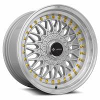 Vors Wheels Rim VR3 15x8 4x100/4x114.3 ET20 73.1CB Silver Machine Lip Gold Rivet