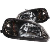 ANZO Headlights, Tail Lights and More  - ANZO 1999-2000 Honda Civic Crystal Headlights Gun-Metal Gray - Image 1