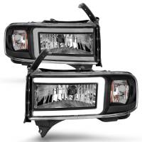 ANZO 94-02 Dodge RAM Crystal Headlight - w/ Light Bar Black Housing - Image 2
