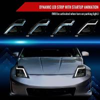 Spec'D Tuning Products - Spec-D 2003-2005 Nissan 350Z Switchback Sequential Turn Signal Animated LED Bar Projector Headlights (Matte Black Housing/Smoke Lens) - Image 1