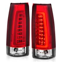 ANZO 1999-2000 Cadillac Escalade LED Taillights Chrome Housing Red/Clear Lens Pair - Image 2