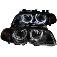 ANZO 2000-2003 BMW 3 Series E46 2Dr Projector Headlights w/ Halo Black