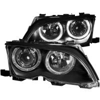 ANZO 2002-2005 BMW 3 Series E46 4Dr Projector Headlights w/ Halo Black