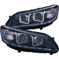 ANZO 2013-2015 Honda Accord 4Dr Projector Headlights w/ U-Bar Black