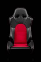 BRAUM Racing Advan Series Sport Seats - Black Leatherette with Red Fabric Insert - Pair