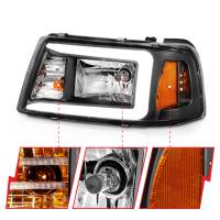ANZO 2001-2011 Ford Ranger Crystal Headlights w/ Light Bar Black Housing - Image 2