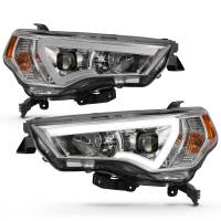 ANZO Headlights, Tail Lights and More  - ANZO 14-18 Toyota 4 Runner Plank Style Projector Headlights Chrome w/ Amber - Image 2