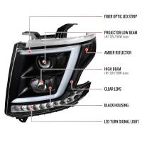 Spec'D Tuning Products - Spec-D 2015-2020 Chevrolet Tahoe Suburban/ 2016-2019 Suburban 3500HD LED C-Bar Projector Headlights w/ LED Turn Signal Lights (Matte Black Housing/Clear Lens) - Image 6