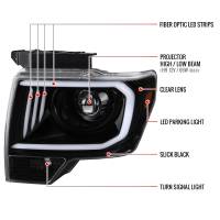 Spec'D Tuning Products - Spec-D 2009-2014 Ford F-150 LED C-Bar Projector Headlights (Jet Black Housing/Clear Lens) - Image 6