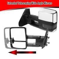 Spec'D Tuning Products - Spec-D 2007-2017 Toyota Tundra/ 2008-2017 Sequoia Chrome Power Heated BSM Manual Extendable Towing Mirrors w/ Smoke Lens LED Turn Signal & Clearance Lights - Image 1