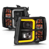ANZO Headlights, Tail Lights and More  - ANZO 2007-2013 Chevrolet Silverado 1500 Projector w/ Light Bar Black Housing w/ Sequential - Image 2