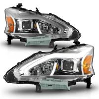 ANZO 13-15 Nissan Altima (w/o Factory HID Bulbs) Projector Headlights - w/ Light Bar Chrome Housing - Image 2