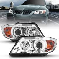 ANZO Headlights, Tail Lights and More  - ANZO 2006-2008 BMW 3 Series E90-E91 Projector Headlights w/ Halo w/ LED Bar Chrome (CCFL) - Image 2