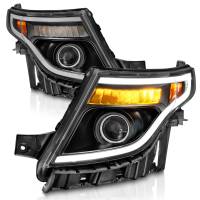 ANZO 11-15 Ford Explorer (w/Factory Halogen HL Only) Projector Headlights w/Light Bar Black Housing - Image 2