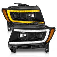 ANZO Headlights, Tail Lights and More  - ANZO 11-13 Jeep Grand Cherokee (Factory Halogen Only) Projector Headlights w/Light Bar Swtchbk Black - Image 2