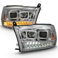 ANZO Headlights, Tail Lights and More  - ANZO 2009-2018 Dodge Ram 1500 Projector H.L. Switchback Chrome Amber - Image 2