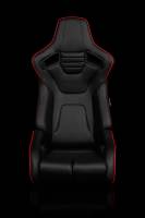 BRAUM Racing Elite-R Series Sport Seats - Black Leatherette (Red Stitching / Red Piping) - Pair