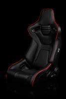 BRAUM RACING SEATS & MORE - BRAUM Racing Elite-R Series Sport Seats - Black Leatherette (Red Stitching / Red Piping) - Pair - Image 2