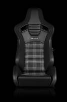 BRAUM Racing Elite-S Series Sport Seats - Black & Grey Plaid (Grey Stitching) - Pair