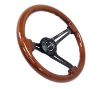 NRG Innovations - NRG Innovations Reinforced Steering Wheel (350mm / 3in. Deep) Brown Wood w/Blk Matte Spoke/Black Center Mark - Image 2