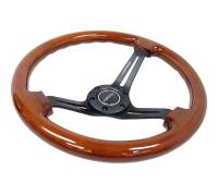 NRG Innovations - NRG Innovations Reinforced Steering Wheel (350mm / 3in. Deep) Brown Wood w/Blk Matte Spoke/Black Center Mark - Image 3