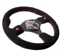 NRG Innovations - NRG Innovations Reinforced Steering Wheel (320mm) Blk Suede w/Dual Buttons - Image 2