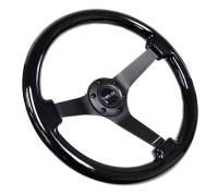 NRG Innovations - NRG Innovations Reinforced Steering Wheel (350mm / 3in. Deep) Black w/Black Chrome Solid 3-Spoke Center - Image 4