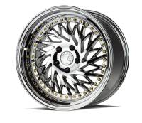 Aodhan Wheels Rim DS03 18x9.5 (Passenger Side) 5x114.3 73.1CB ET30 Vacuum Chrome w/Gold Rivets