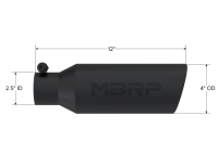 MBRP Exhaust - MBRP Universal Tip 4in O.D. Angled Rolled End 2.5in inlet 12in length Black - Image 2
