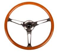 NRG Innovations - NRG Innovations Reinforced Steering Wheel (360mm) Classic Wood Grain w/Chrome Cutout 3-Spoke Center - Image 1