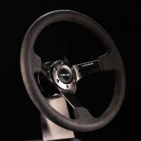 NRG Innovations - NRG Innovations Reinforced Steering Wheel (350mm / 3in. Deep) Black Leather w/ Alcantara Stitching - Image 5