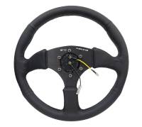 NRG Innovations - NRG Innovations Reinforced Steering Wheel (350mm / 2.5in. Deep) Blk Leather Comfort Grip w/5mm Matte Blk Spokes - Image 4