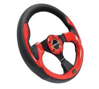 NRG Innovations - NRG Innovations Reinforced Steering Wheel (320mm) Blk w/Red Trim & 5mm 3-Spoke - Image 2