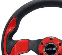 NRG Innovations - NRG Innovations Reinforced Steering Wheel (320mm) Blk w/Red Trim & 5mm 3-Spoke - Image 3