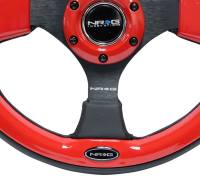 NRG Innovations - NRG Innovations Reinforced Steering Wheel (320mm) Blk w/Red Trim & 5mm 3-Spoke - Image 4
