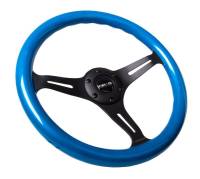 NRG Innovations - NRG Innovations Classic Wood Grain Steering Wheel (350mm) Blue Pearl/Flake Paint w/Black 3-Spoke Center - Image 2