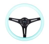 NRG Innovations - NRG Innovations Classic Wood Grain Steering Wheel (350mm) Minty Fresh Color Grip w/Black 3-Spoke Center - Image 1