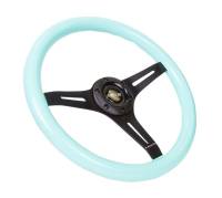 NRG Innovations - NRG Innovations Classic Wood Grain Steering Wheel (350mm) Minty Fresh Color Grip w/Black 3-Spoke Center - Image 2