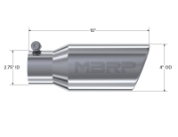 MBRP Exhaust - MBRP Universal Tip 4in OD 2.75in Inlet 10in Length Angled Rolled End T304 - Image 2