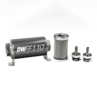 DeatschWerks - DeatschWerks Stainless Steel 5/16in 10 Micron Universal Inline Fuel Filter Housing Kit (110mm) - Image 1
