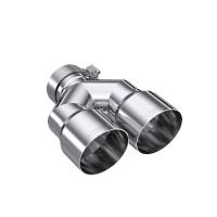 MBRP Exhaust - MBRP 3in ID / Dual 4in OD Out Staggered L 9.37in / R 9.87in Single Wall T304 SS Univ Exhaust Tip - Image 1