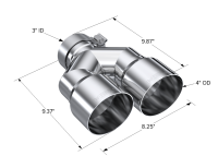 MBRP Exhaust - MBRP 3in ID / Dual 4in OD Out Staggered L 9.37in / R 9.87in Single Wall T304 SS Univ Exhaust Tip - Image 2