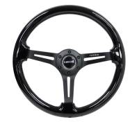 NRG Innovations - NRG Innovations Reinforced Steering Wheel (350mm / 3in. Deep) Blk Wood w/Blk Matte Spoke/Black Center Mark - Image 1